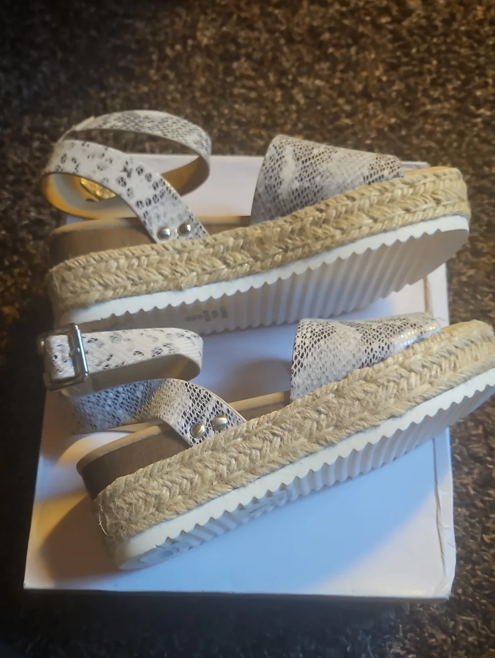 Women’s Neutral Snake-Print Espadrille Sandals - Ankle Strap